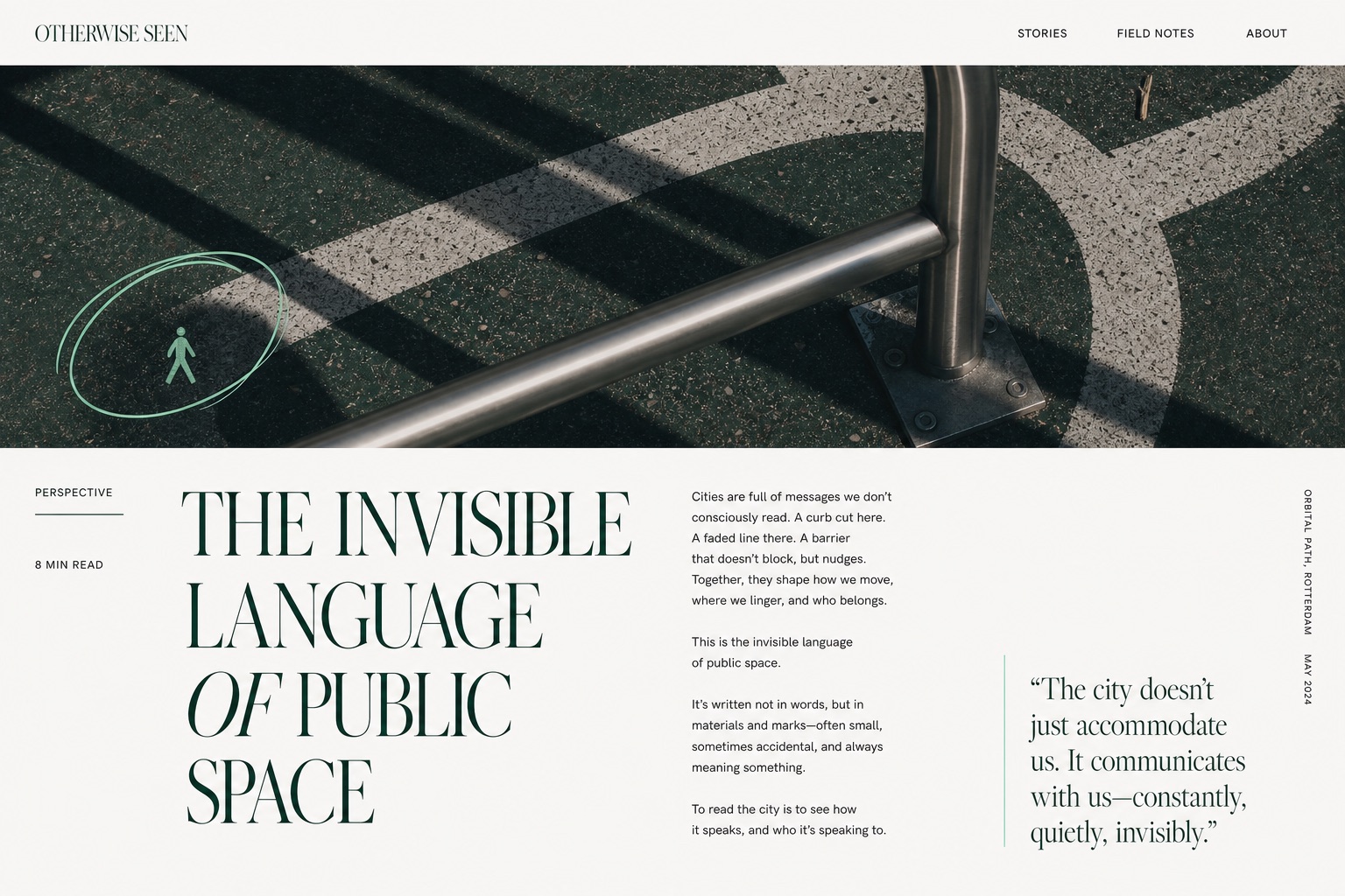 Web article — the publication’s visual language is explored as an on-screen reading experience.