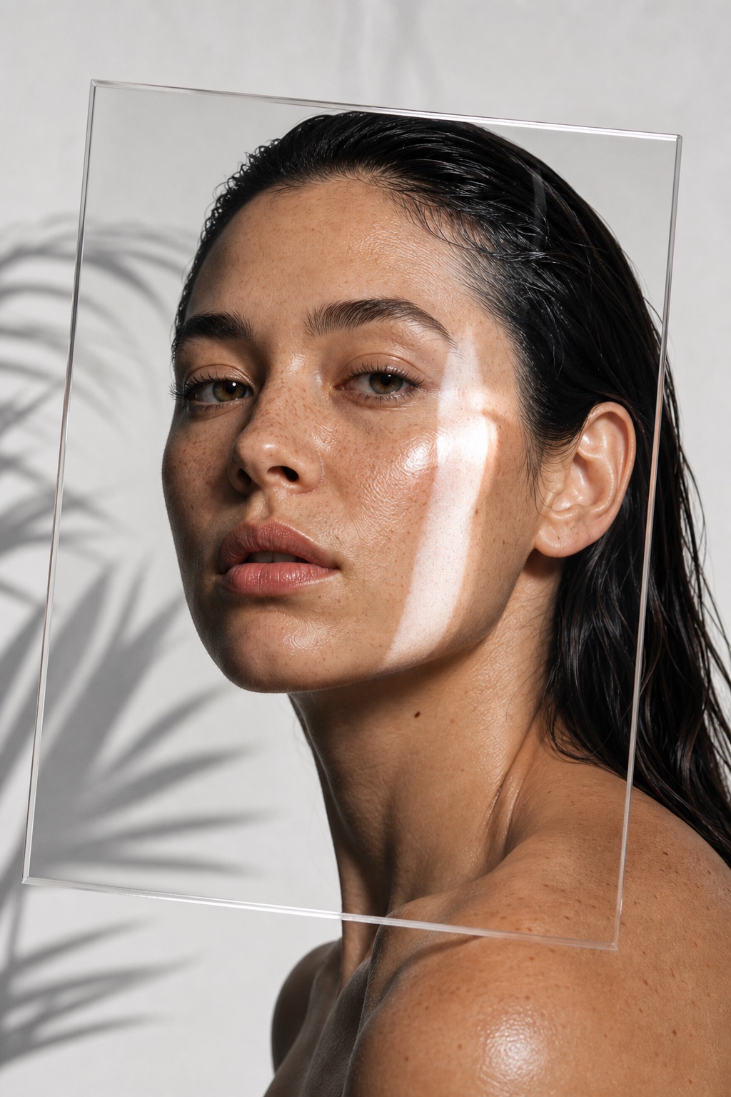 Portrait study — translucent material, skin texture and reflected light establish the intended visual direction.